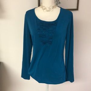 Grayson tunic top, long sleeves scoopneck, Size large